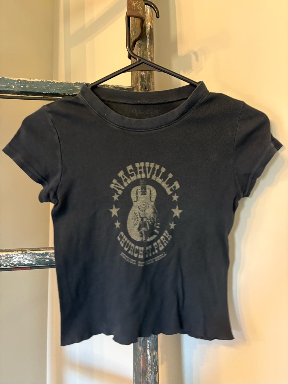 Brandy Melville Black Nashville Graphic Crop Tee